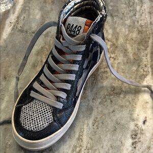 P448 Metallic High-Tops with Orange Accents